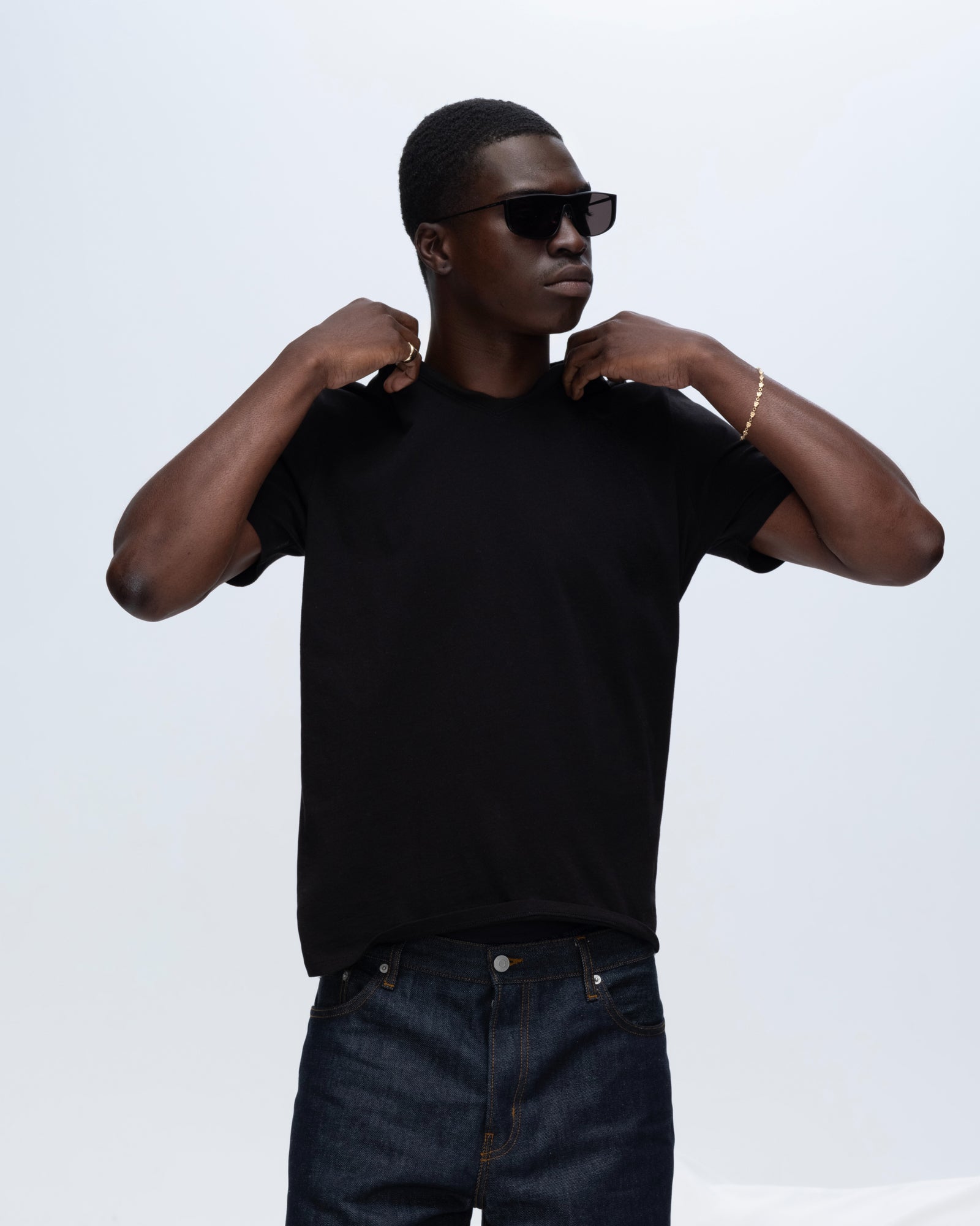 Classic Jersey V-Neck Tee - Black