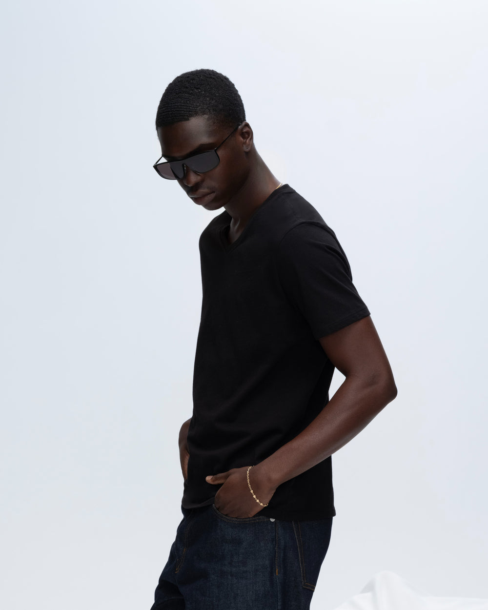 Classic Jersey V-Neck Tee - Black