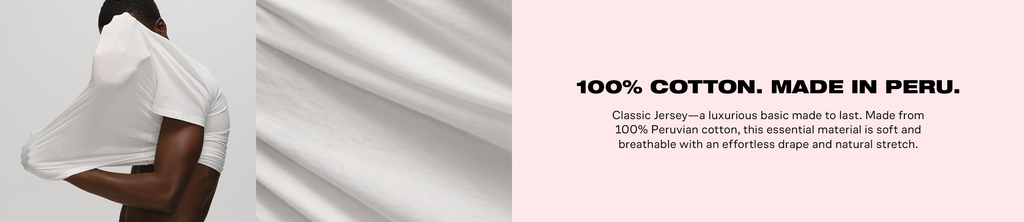 Classic Jersey V-Neck Tee - Black banner displaying an enlarged fabric swatch